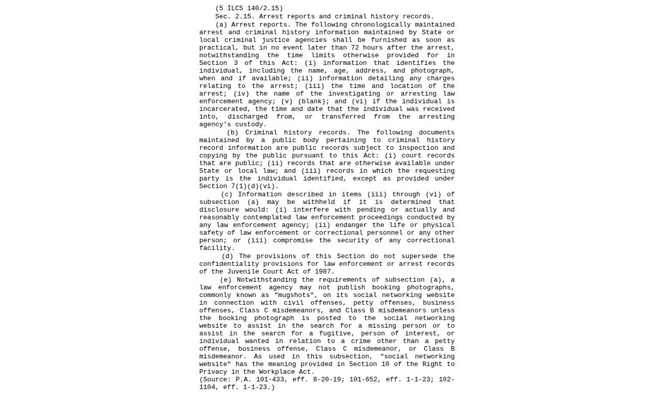 Illinois General Assembly page for 5 ILCS 140 section 2.15